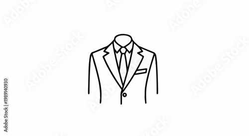 Minimalist outline of a suit jacket with a tie and pocket square