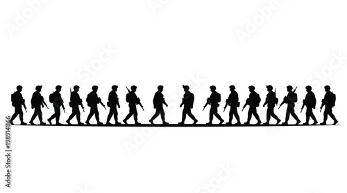 silhouette illustration vector of different army troops making peace, carrying out a ceasefire 7