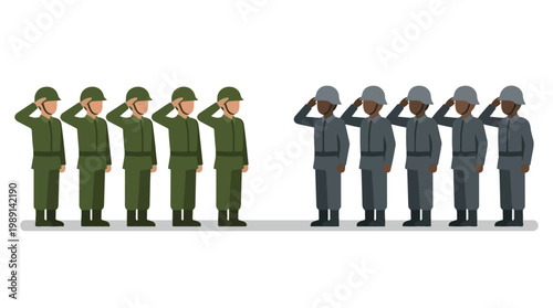 vector of different army troops making peace, carrying out a ceasefire 27