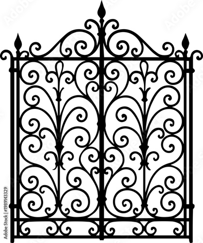 Ornate Wrought Iron Gate Decorative Vintage Design