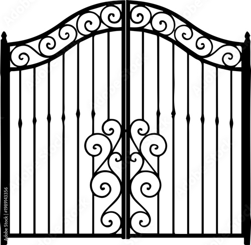 Ornate Wrought Iron Gate Decorative Vintage Design