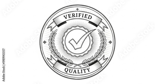 Verified Quality Seal Stamp Badge Emblem.
