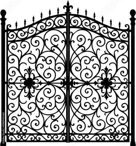 Ornate Wrought Iron Gate Decorative Vintage Design