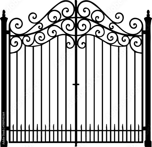 Ornate Wrought Iron Gate Decorative Vintage Design