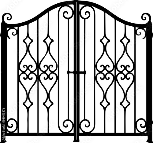 Ornate Wrought Iron Gate Decorative Vintage Design