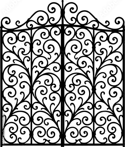 Ornate Wrought Iron Gate Decorative Vintage Design