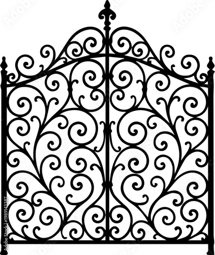 Ornate Wrought Iron Gate Decorative Vintage Design