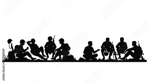 silhouette illustration vector of different army troops making peace, carrying out a ceasefire 27