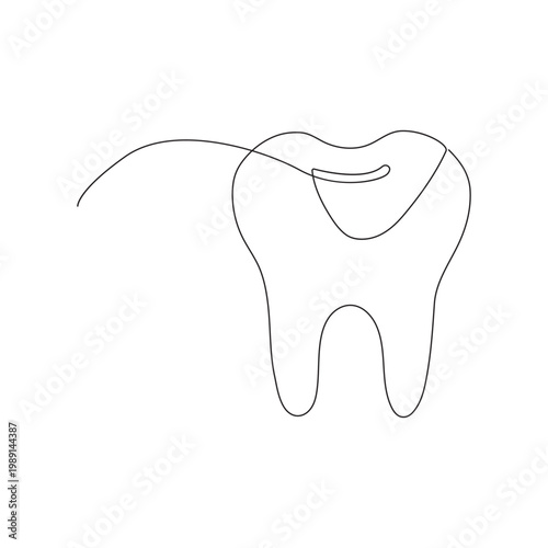 Continuous single line art of teeth dental care and love shape, perfect  vector illustrations.