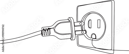 Electric plug inserted into a wall socket with cord connected