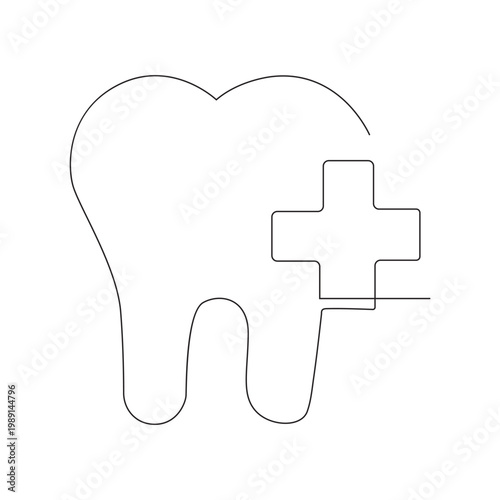 Continuous single line art of teeth dental care and love shape, perfect  vector illustrations.