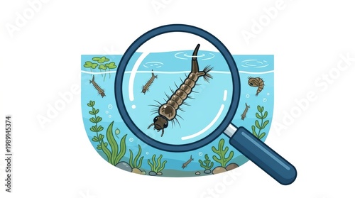 Mosquito Larva Magnified Underwater for Educational Biology