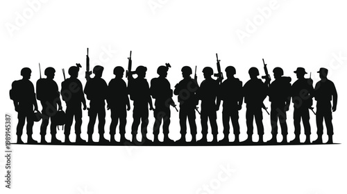 silhouette illustration vector of different army troops making peace, carrying out a ceasefire 23