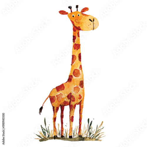 Giraffe Standing in the Wild Savannah.