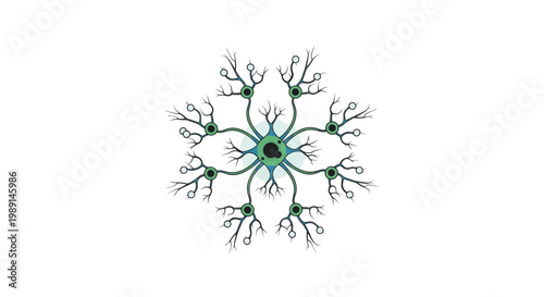 Intricate Neural Network Illustration with Central Nucleus