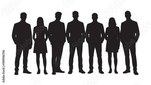 Business Team Silhouette Vector for Corporate Leadership, Partnership, and Professional Group Collaboration