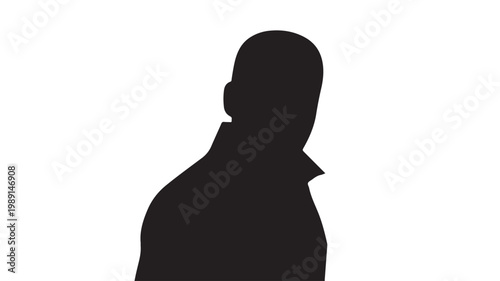 Man Silhouette Vector Standing Profile Isolated on White Background for Conceptual Business and Mystery Design