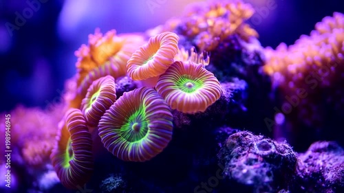 Vibrant Underwater Coral Reef Ecosystem with Colorful Corals.