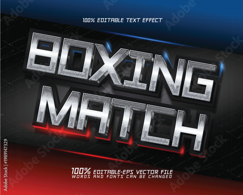 boxing text effect editable silver red style