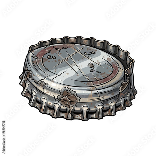 Rusty Metal Bottle Cap Illustration