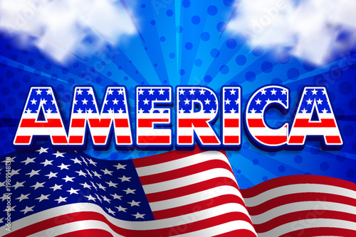 america independence day united states celebration editable text effect font style template design typography lettering