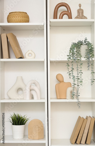 Books with plants and decor...