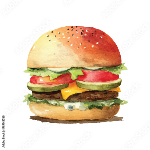 Juicy cheeseburger with fresh toppings inside.