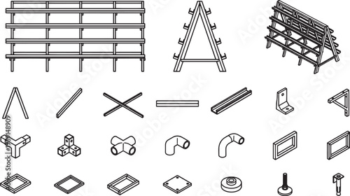 Engineering components, showcasing a collection of meticulously crafted, precise design details in a clean, modern aesthetic.