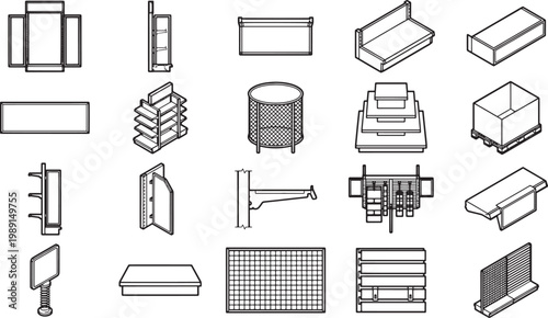 A collection of product display showcases product and display options.