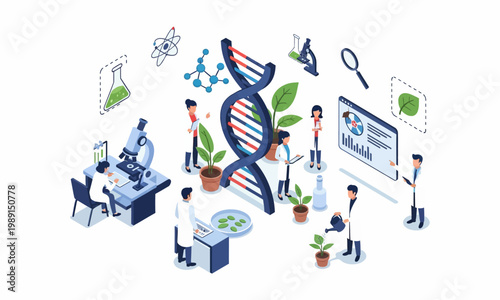Obraz na plátně Scientists researching DNA and genetic engineering in a laboratory setting