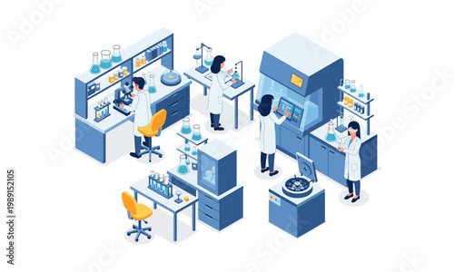 Scientists working in a modern laboratory with advanced equipment.