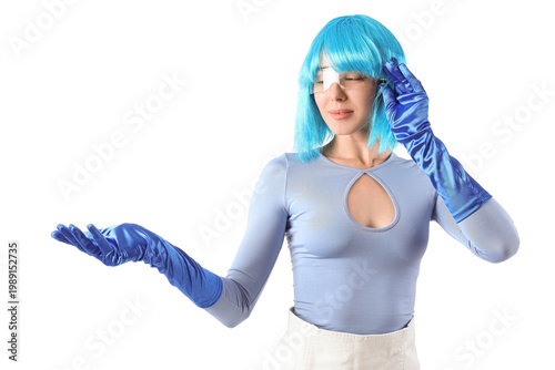 Young woman in futuristic c...