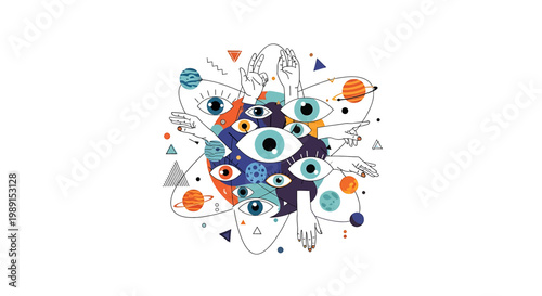 Colorful illustration of multiple eyes 1.
