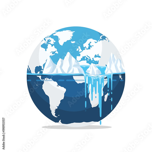 Melting Earth Globe Ice Caps.