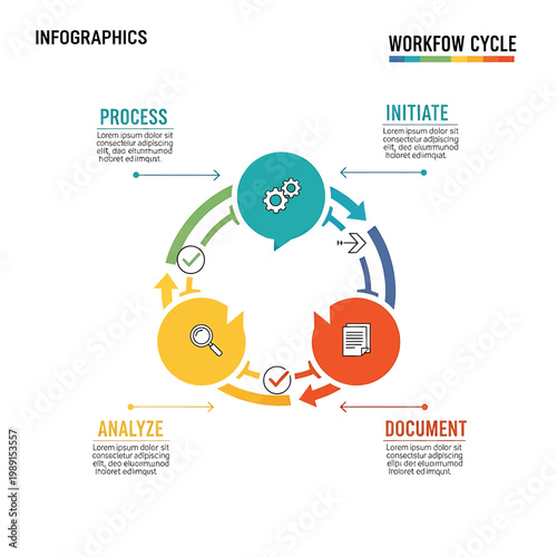 Infographic workflow cycle process steps.