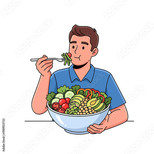 Man eating a fresh healthy salad.