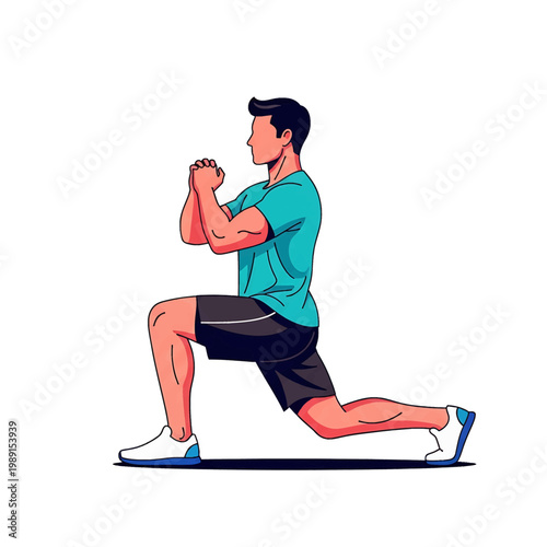 Man doing lunge exercise with fists.