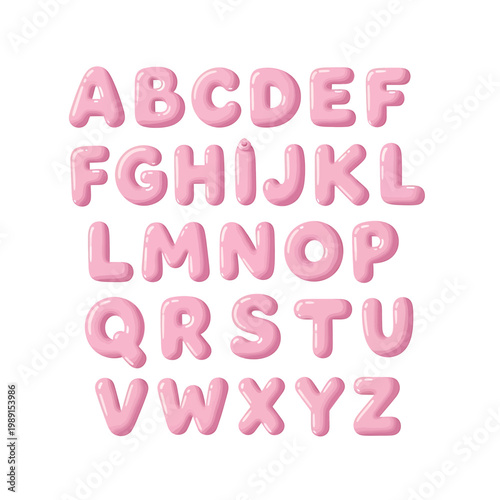 Pink Alphabet Letters in Row.