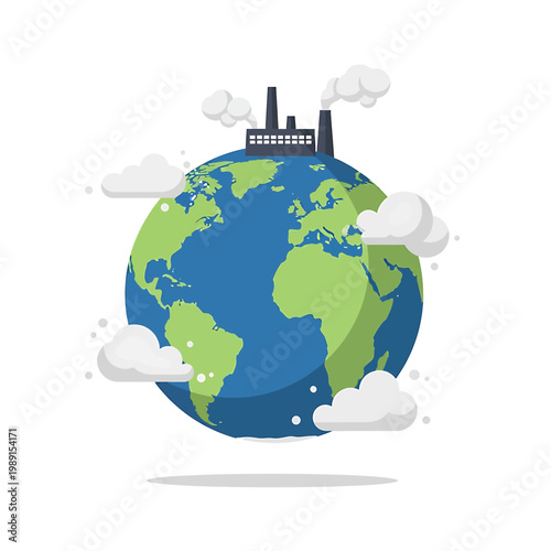 Earth Globe with Industrial Pollution Emissions.