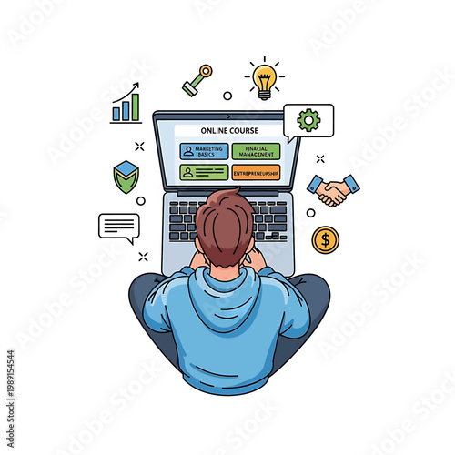 Man sitting with laptop computer.