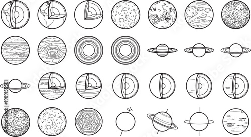 Intricate illustrations reveal the inner workings of planets and celestial bodies, sparking curiosity about the cosmos and its mysteries.