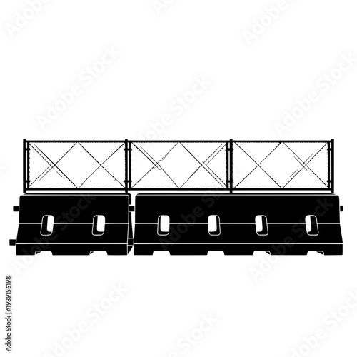 A photograph of stacked black pallets with a metal fence on top.