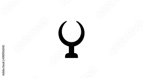 Simple black crescent moon symbol on pedestal icon logo or emblem for design or astronomy concepts