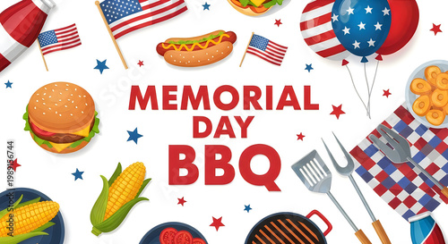Memorial day bbq celebration a patriotic feast with american flags and grilled food