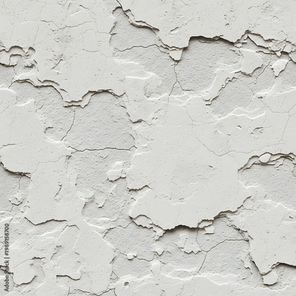 Obraz premium Peeling White Paint on Wall Surface with Cracked Texture and Grunge Effect