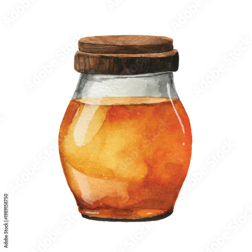 Jar of Honey with Wooden Lid.
