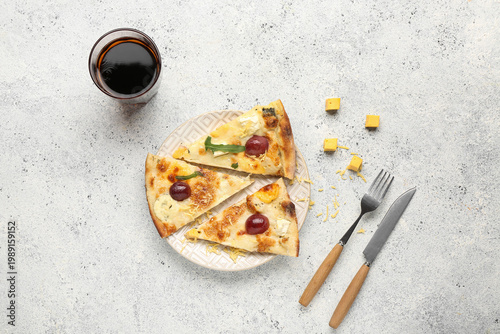 Plate with delicious pizza ...
