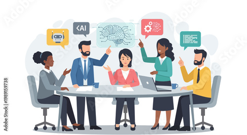 Diverse team discussing business ideas.