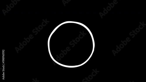 Hand-drawn white circle outline animation on black background