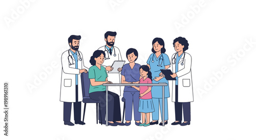 Medical Team With Patient Family.